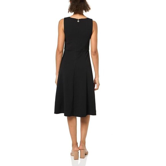 NEW Tommy Hilfiger Women's Scuba Fit and Flare Midi Dress Navy Blue Size 12 $119 - Picture 2 of 12